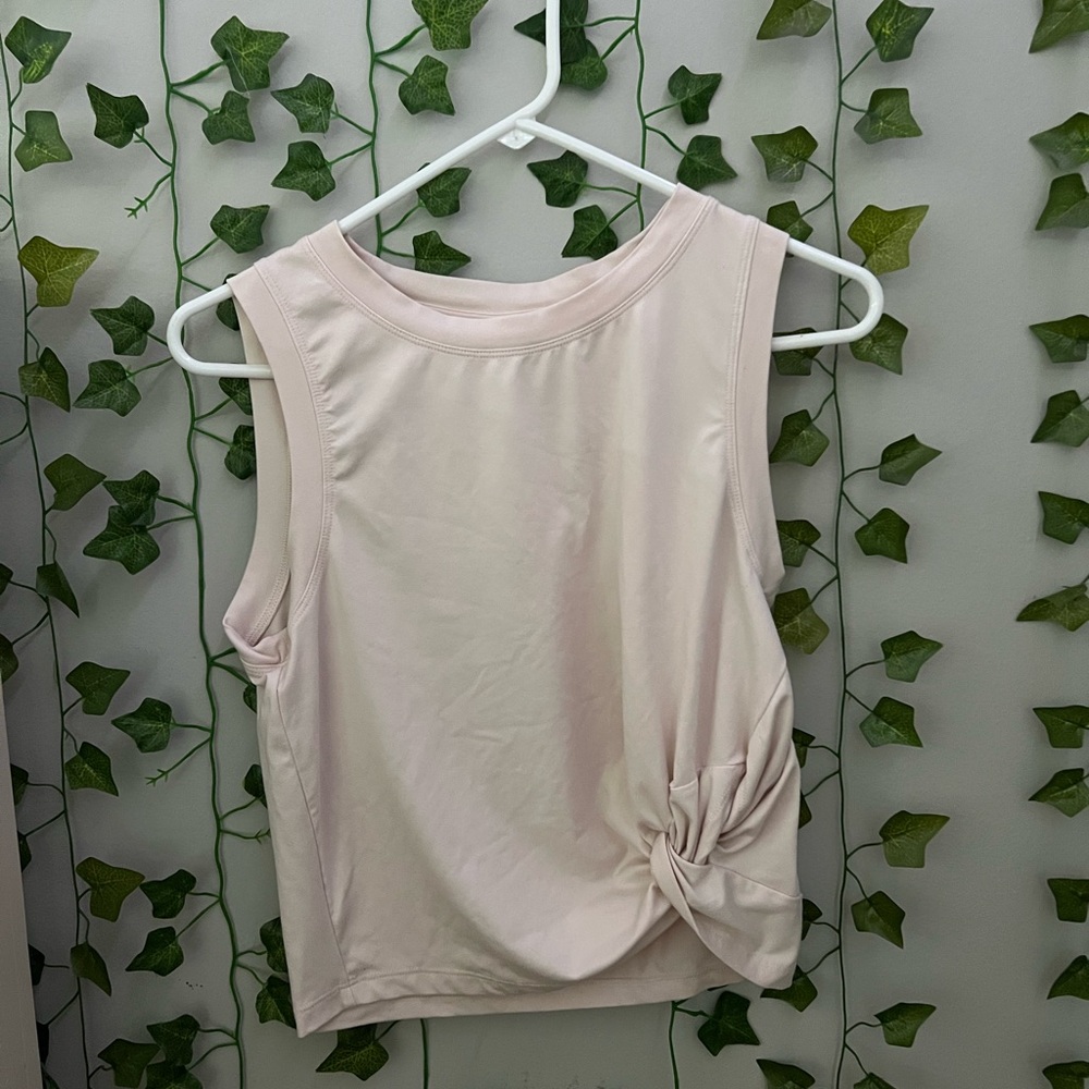 Yogalicious Blush Tank Top with Twist Accent